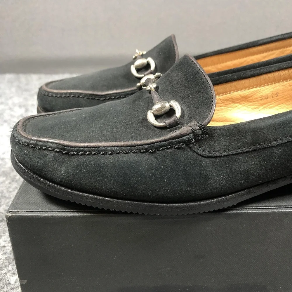 Gravati Loafers Mens 8 M Black Suede Horsebit Slip On Handmade Italy Luxury